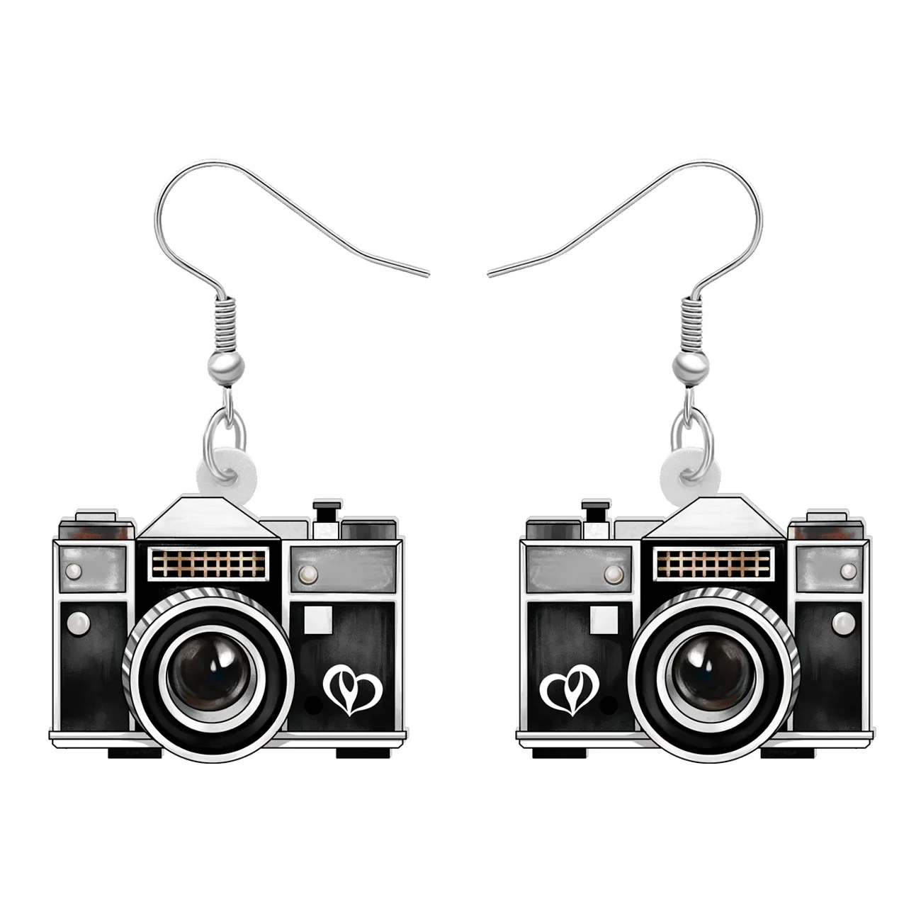 Bonsny Acrylic Retro Box Camera Dangle Drop Earrings Charms Jewelry Gifts For Women Girls Kids Friends Decorations