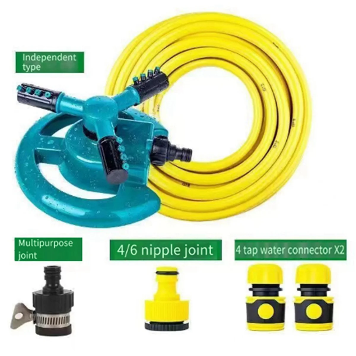 AUU-Sprinklers for Yard, Lawn Sprinkler with 360-Degree Rotation 3-Arm Style, Home Plant Automatic Irrigation System