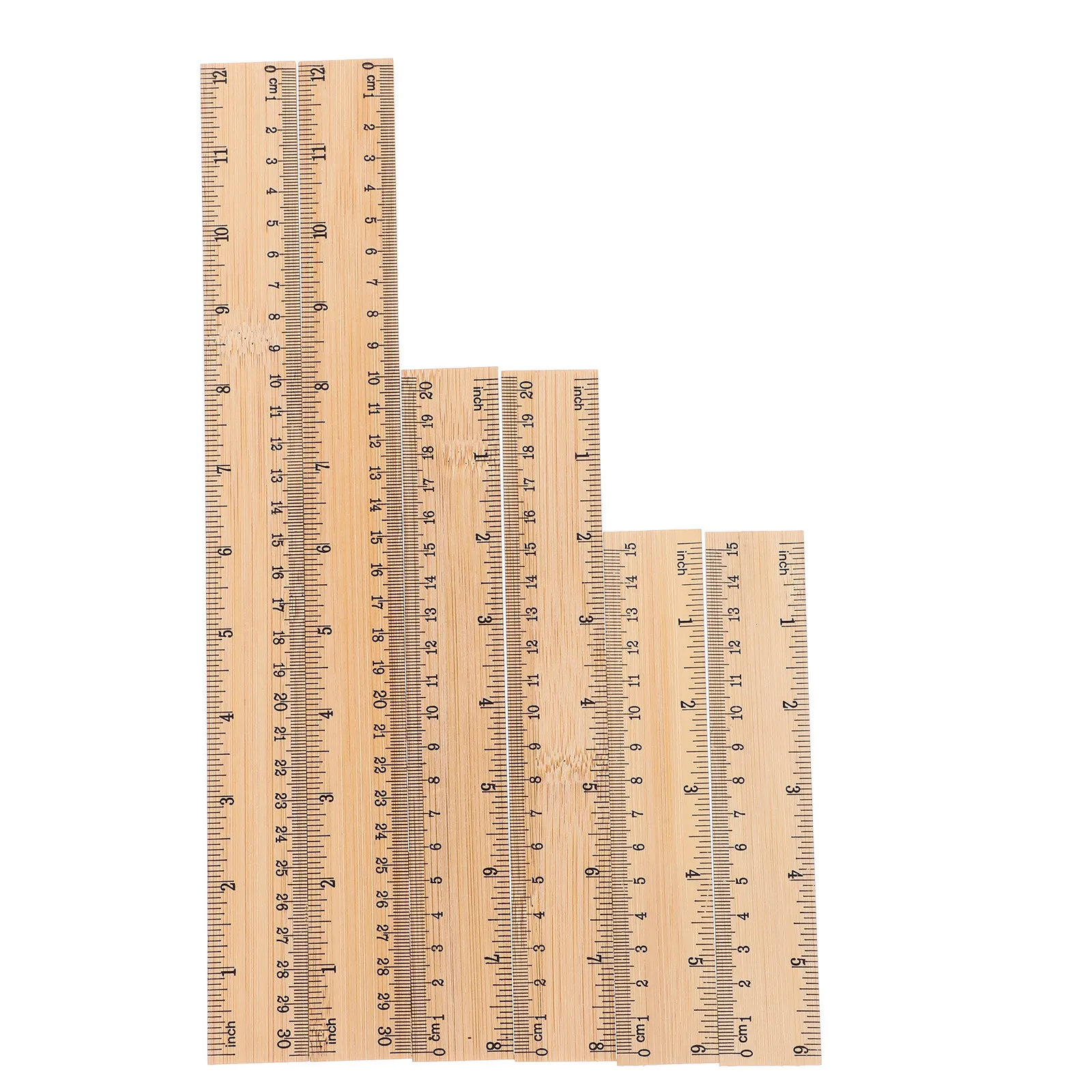Règles portables en bambou, 6 pièces, règle droite multifonction pour l'apprentissage, le dessin, la peinture, l'enseignement et l'usage domestique