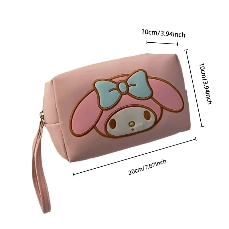 New Hello Kitty Embroidered Handheld Zipper Makeup Bag, Toilet Bag, Office Commuter Storage Bag, Cute Melody Kuromi Gifts