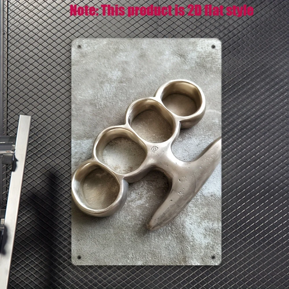 JIT2D Vintage Knuckle Duster Metal Wall Art Sculpture - لافتة ألومنيوم فريدة من نوعها مقاس 8 × 12 بوصة للمنزل والبار والمقهى وديكور المرآب