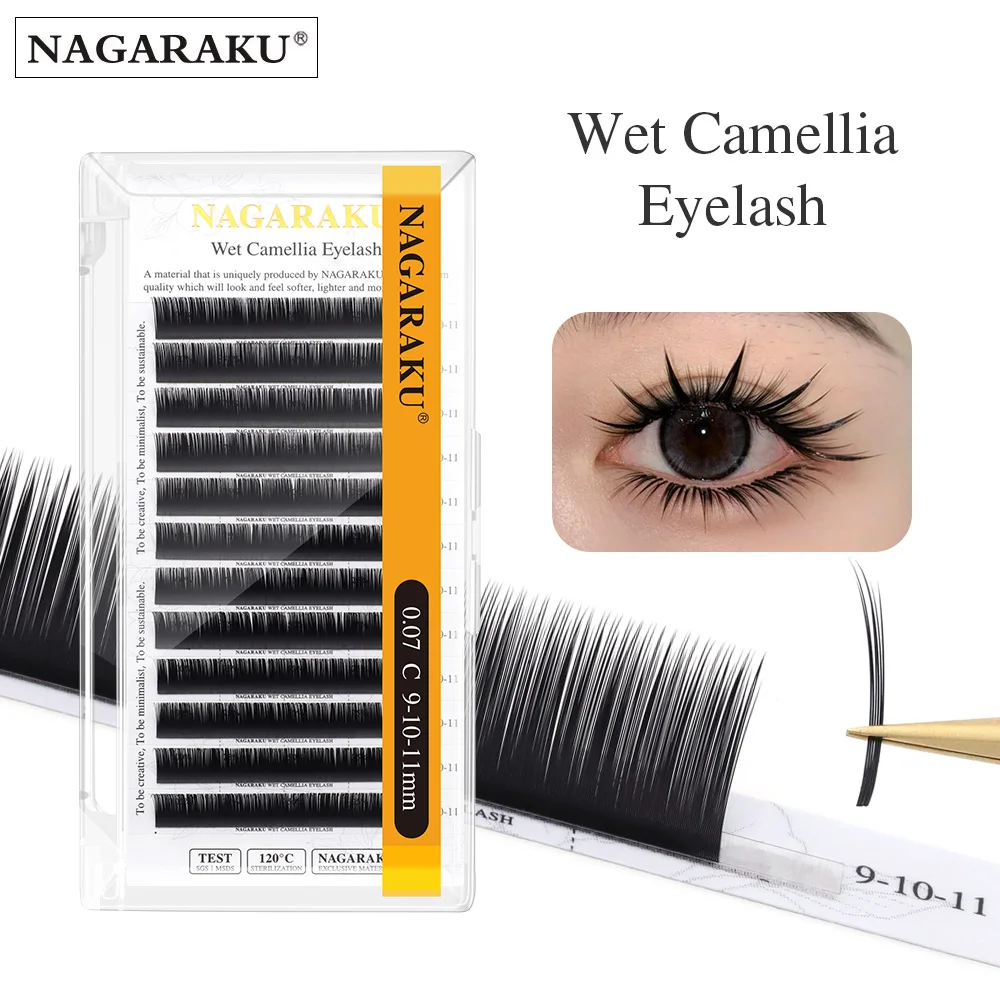 NAGARAKU Wet Camellia Eyelash Extension Natural Soft Denser Grafting Effect Premade Fans Lashes