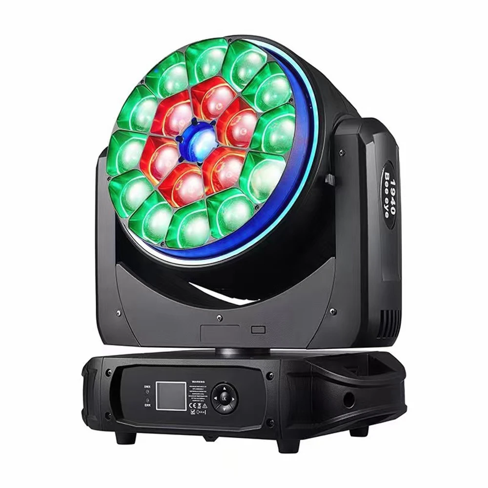 19x40W RGBW LED Moving Head Bee Eye Wash Licht mit motorisiertem Zoom Professionelles DJ-Bühnenlicht mit Halo RGB 3IN1