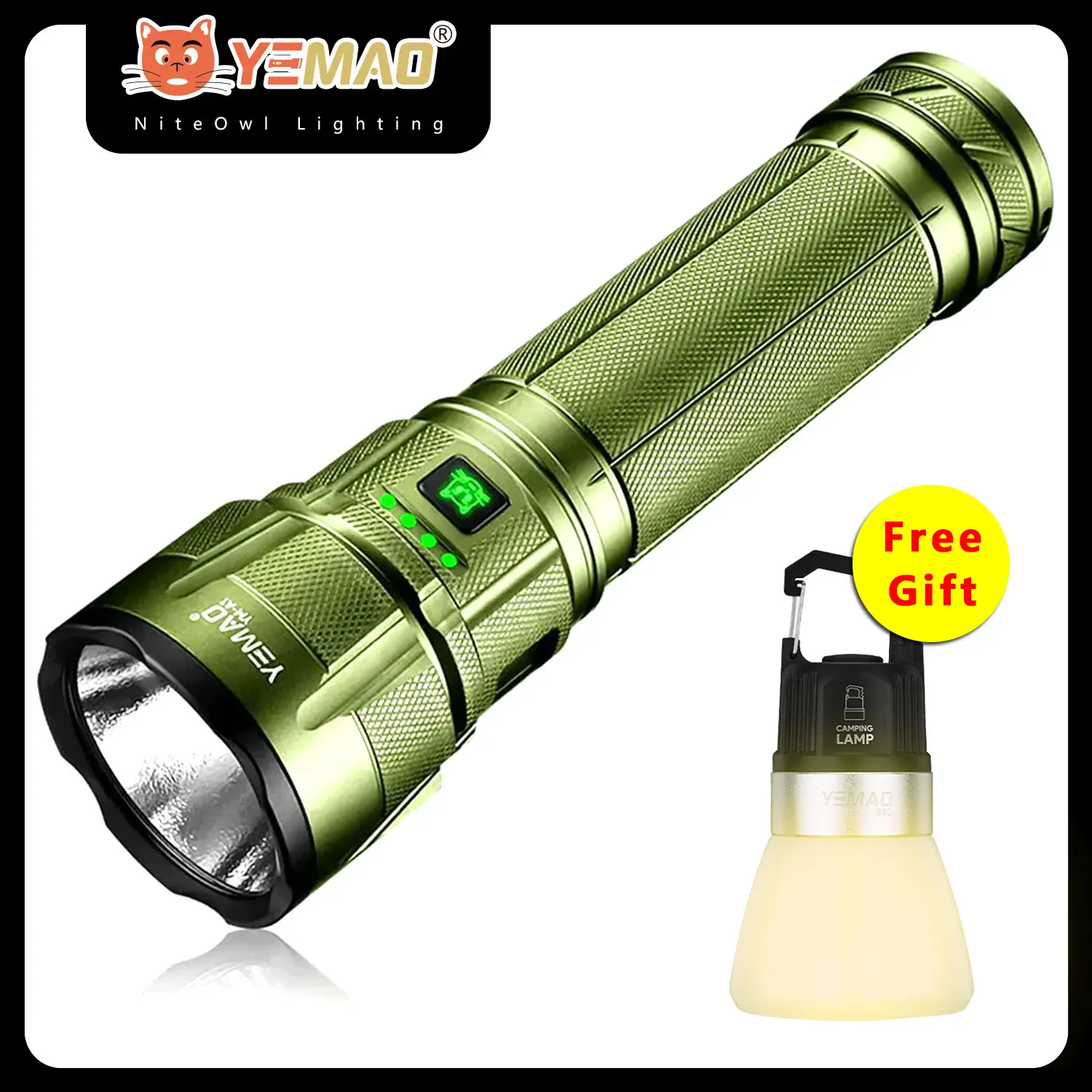 YEMAO A1 2800LM مشاعل تكتيكية فائقة السطوع LiFePO4 Battrey 15000mah المحمولة القابلة لإعادة الشحن LED الشعلة 300 متر نطاق الأضواء