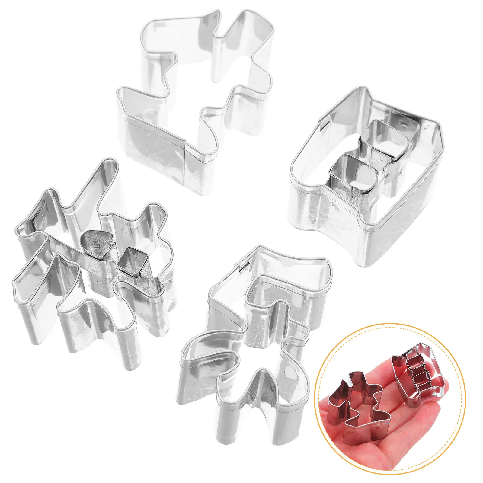 4Pcs Cookie Cutter Mold Stainless Steel Chinese Character Biscuit Molds Carrot Fruit Vegetable Engraved Fondant