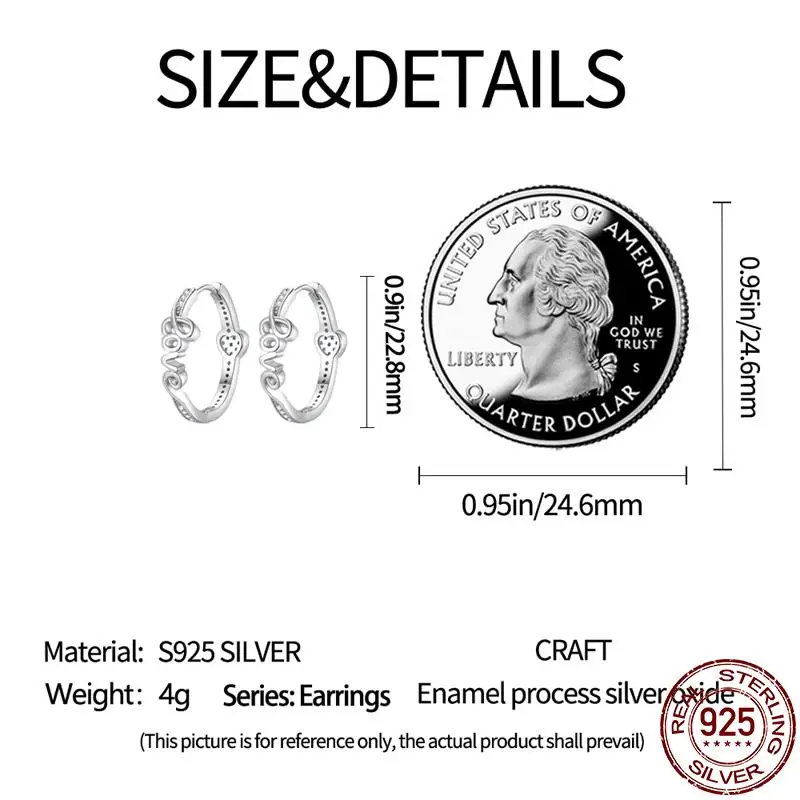 Pendientes de plata de ley 2023 para mujer, aretes con degradado de corazón con incrustaciones simples, regalo de joyería para fiesta de compromiso