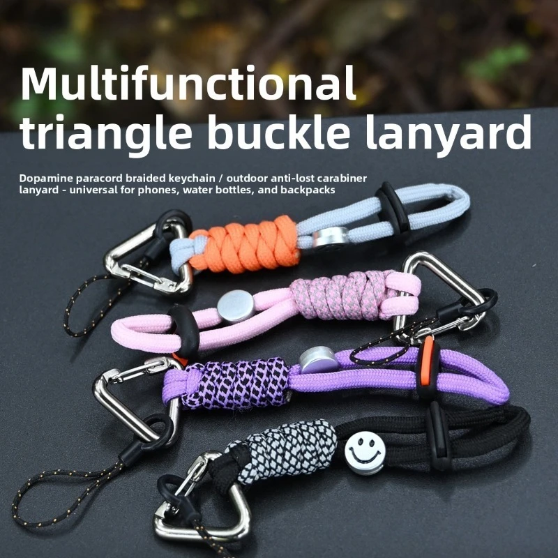 Paracord Braided Anti Lost Phone Lanyard Dopamine Style Portable Aluminum Alloy Protective Cute Car Keychain Pendant