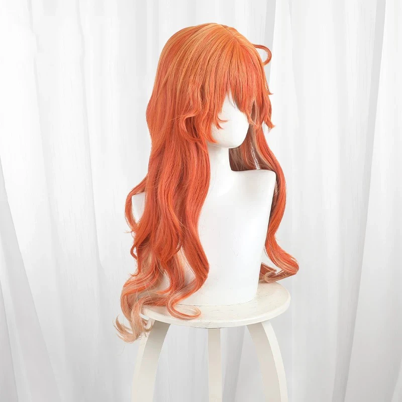 Game Wuthering Waves AUGUSTA Cosplay Wig Women Lolita Orange Curly Hair Heat Resistant Synthetic Wigs Halloween Prop