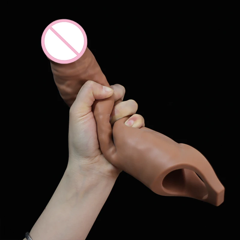 PVC Super Realistic Condom Reusable Penis Sleeve Male Extender Dildo Enhancer Enlargement Condom Erection Delay Sex Toys For Men