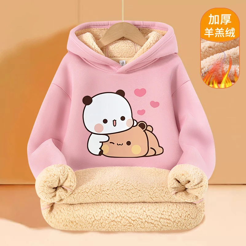 

Bubu Dudu Yier Bear Panda Children Hoodies Girls BOY Cartoon KAWAII Sweatshirt Kid Winter Thickening Pullover Tops Clothes Gift