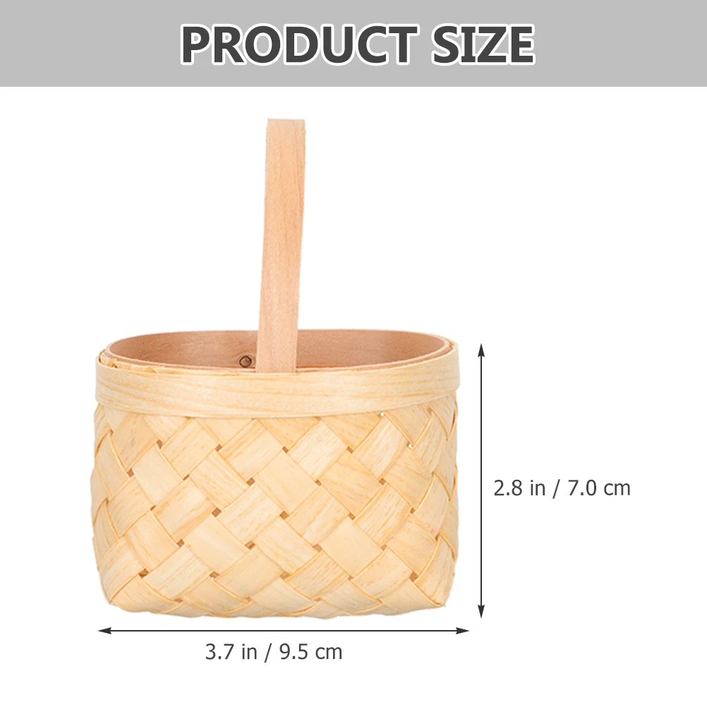 

3pcs Gift Mini Woven Storage Candy Holders Wedding Birthday Party Christmas Halloween Woodchip Handheld For Treats Cookies