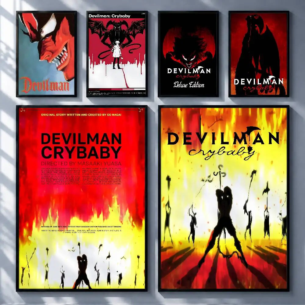 Gothic Anime Devilman Crybaby Posters Premium Self-Adhesive No Residue Wall Sticker for Home Office Bar Decor