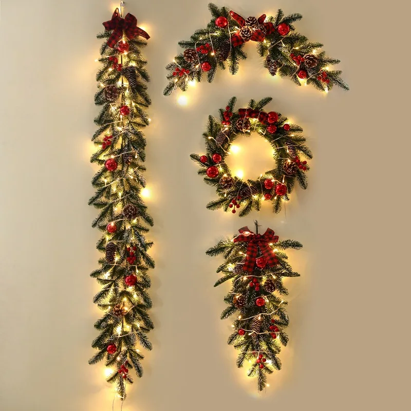 1 Set Christmas Rattan Decor Xmas Door Wreaths With Red Ball Ornaments Christmas Decorations Wreath For Front Door Window Decor