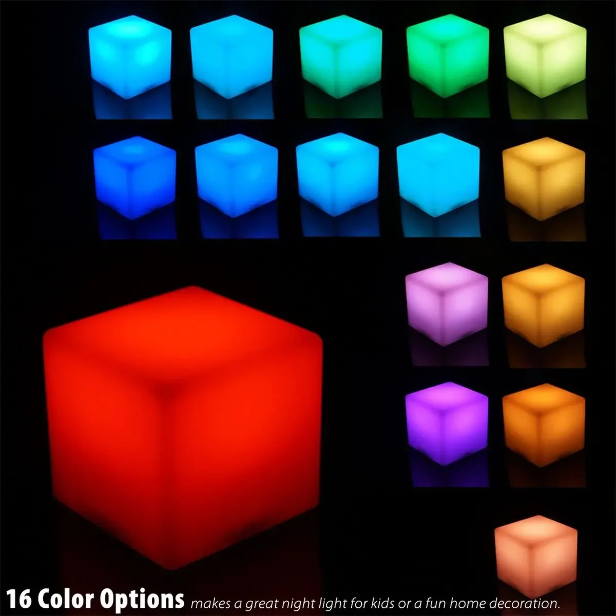 Lâmpada de Mesa LED Cube, Luz Noturna Regulável, RGB, 10 cm, 15cm, Quadrado, Mesa Decorativa, Quarto, Casa, Decoração de Festa, Iluminação, 16 Cores