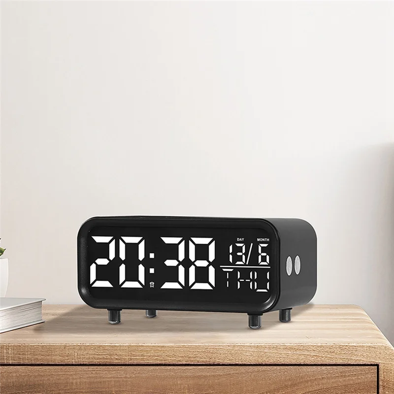 ABKD LED Wireless Charging Desk Clock Multifunctional Night Light Clock Simple Hotel Alarm Clock Modern Decoration