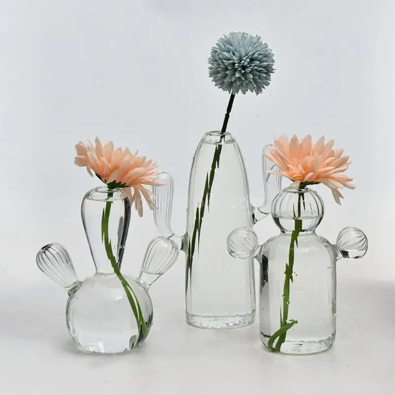 Cactus Glass Vase Hydroponics Plant Flowerpots Livingrooms Decorations Pen Bottle Flower Arrangement Home Decors