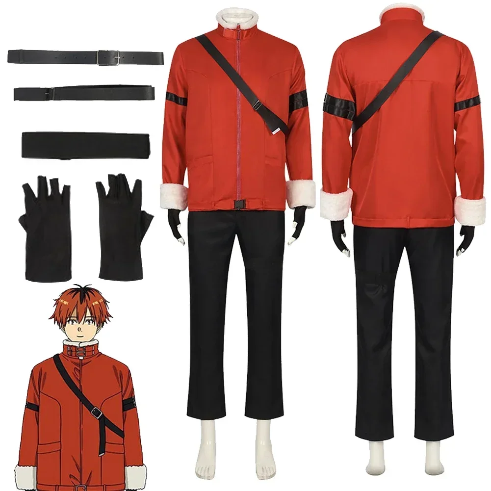 

Stark Cosplay Winter Fantasy Anime Sousou No Frieren Costume Disguise Adult Men Red Coat Gloves Male Halloween Roleplay Clothes