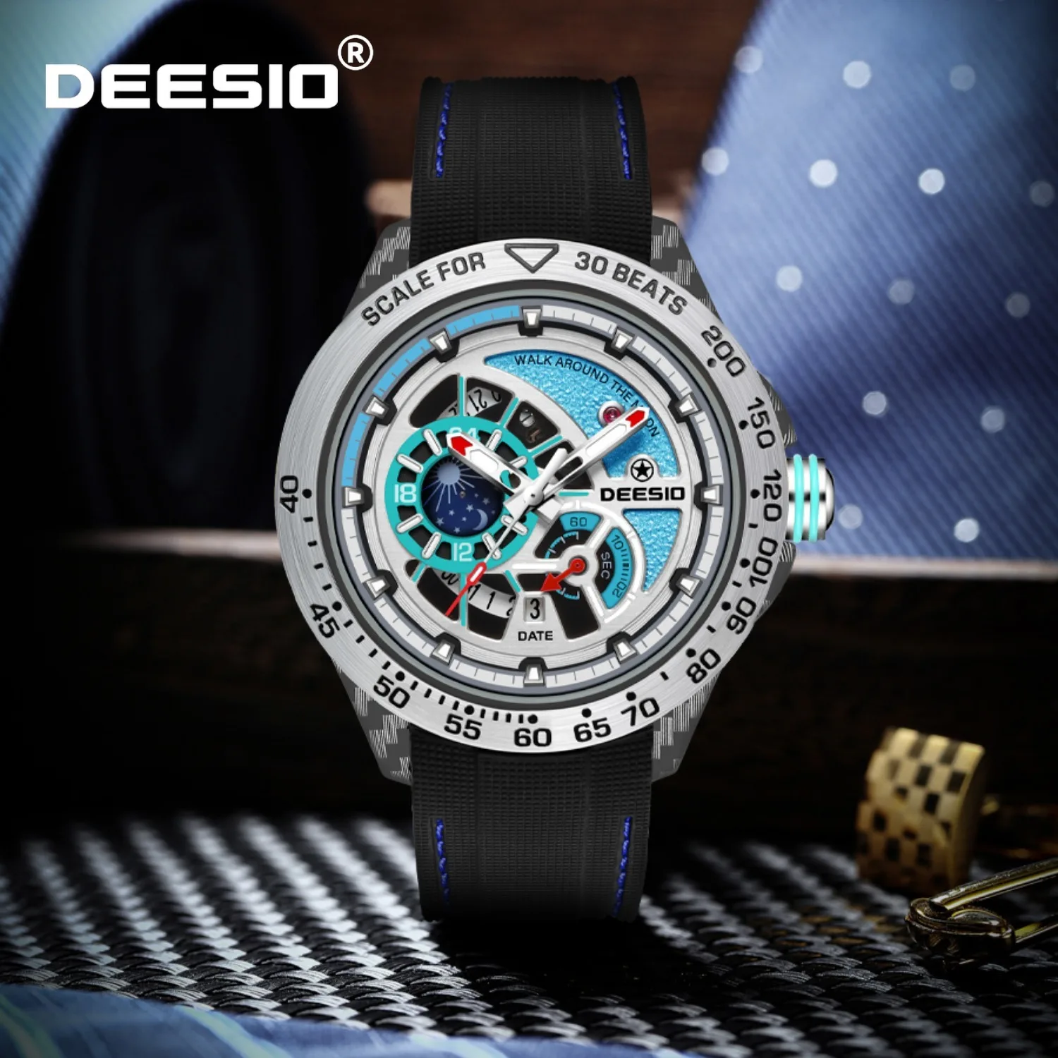

Deesio Automatic Mechanical Watch for Men Carbon Fiber Case Waterproof Luminous Date Luxury Sports Fashion Watch Gift for Him