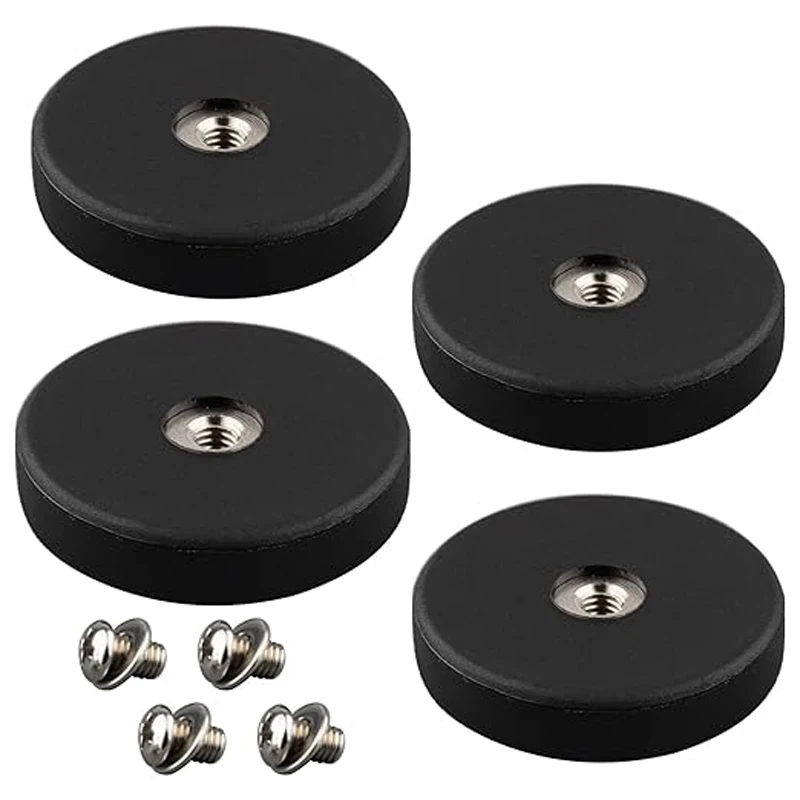 4/10pcs 22mm 31mm  Rubber Coated Magnets with M4 Female Thread Magnet Base Anti-Slip Heavy Duty Magnet Strong