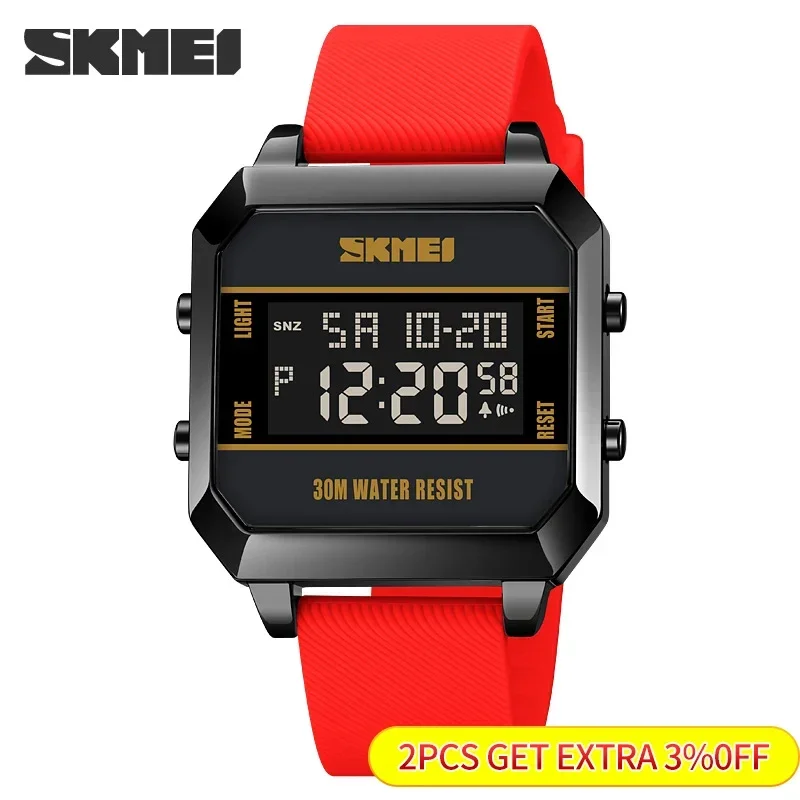 SKMEI 1848  3Bar Waterproof LED Light Electronic Countdown Clock reloj hombre Digital movement Wristwatch For Mens Sport Watches