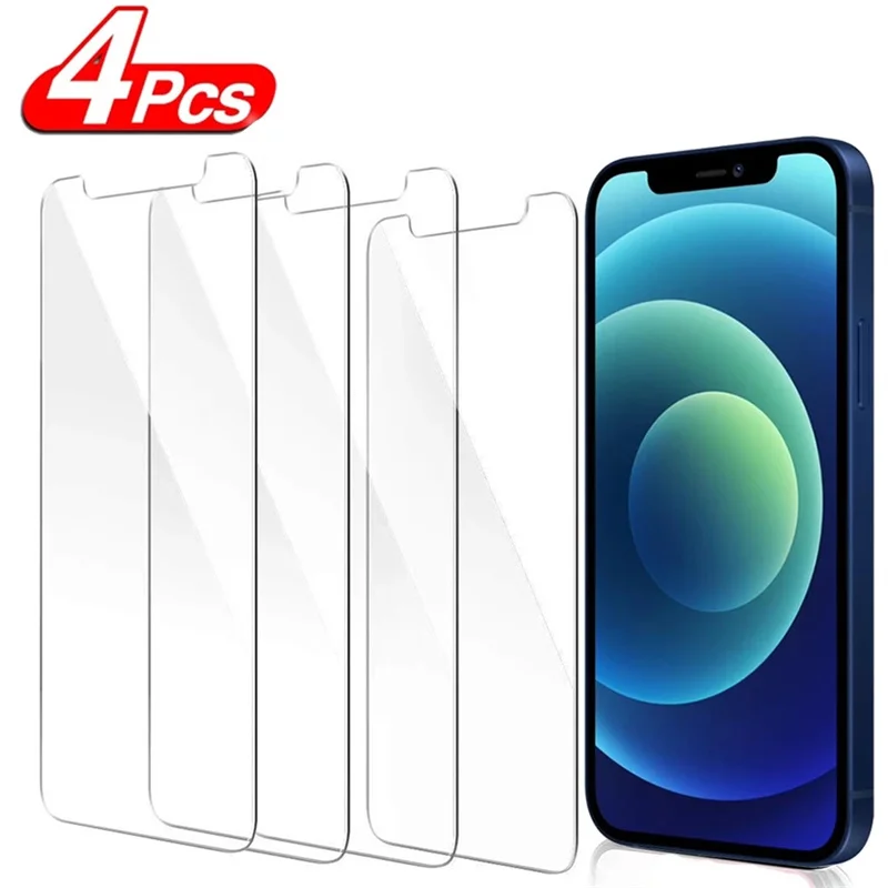 

4 шт. Защитное стекло для iPhone 11 12 13 Pro Max, Защитное стекло для iPhone 6 7 8 Plus X Xs Max XR, закаленное стекло