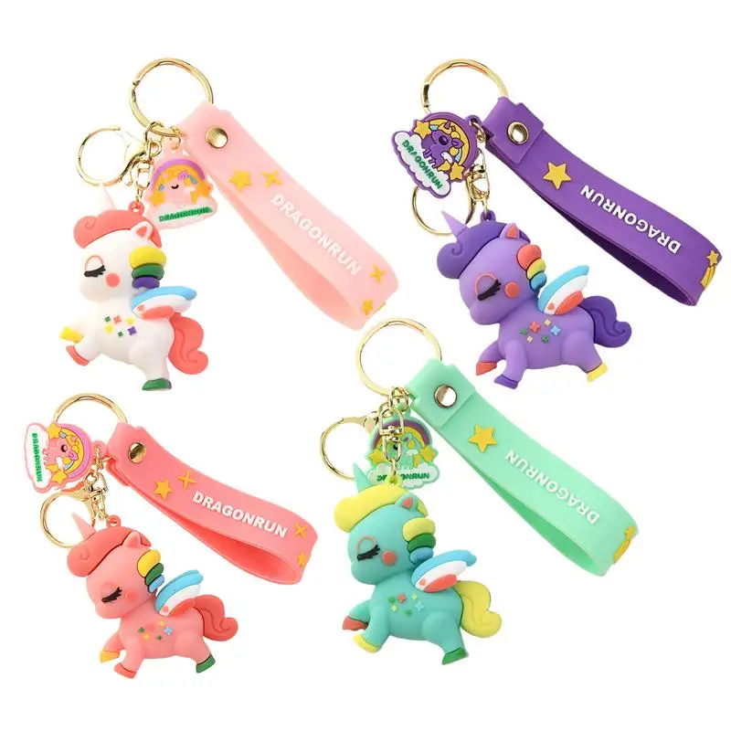 Horse Key Ring Rainbow Animal Wrist Strap Keychain Bag Pendant Animal Toy Backpack Accessory Keychain Toy For Girls Women