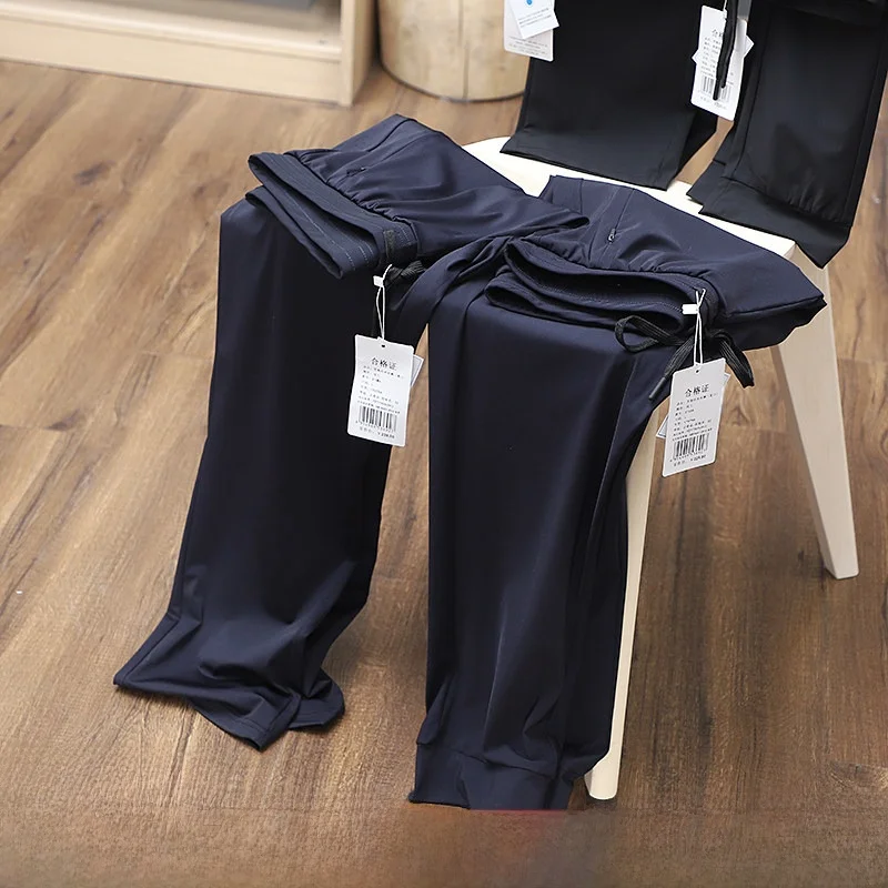 

T5256 Ice Cool Qui Dry летние мужские повседневные брюки дышащие четырехсторонние эластичные длинные брюки из ледяного шелка Faionable Urban Sle