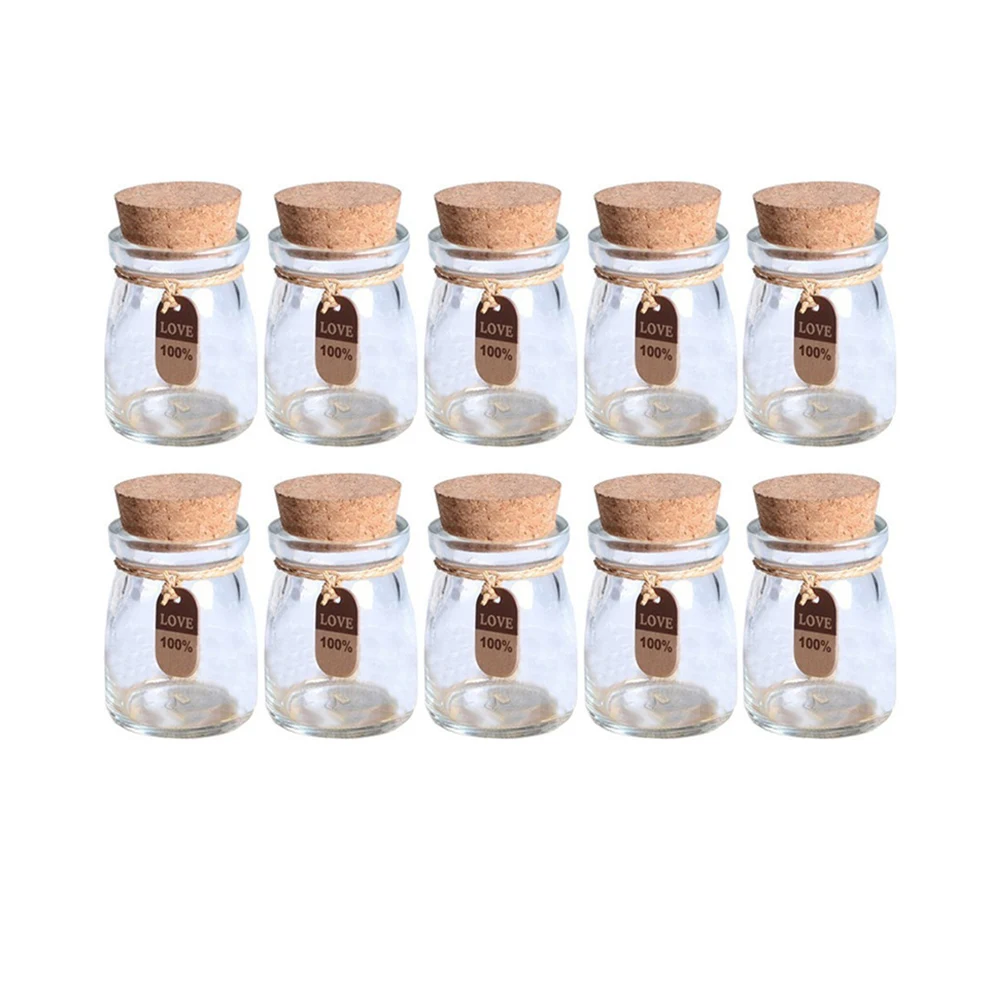 

10pcs Savings Bottle Glass Favor Jars Crafts Bottles Label Tags DIY Wishing Gift Honey Pot Apothecary Vases Storage Containers