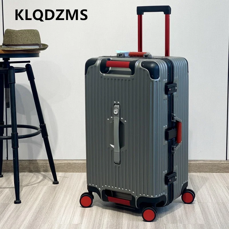 

KLQDZMS High Quality Suitcase Aluminum Frame Trolley Case Large Capacity 26"28"30"32 Inch Family Travel Essentials Luggage