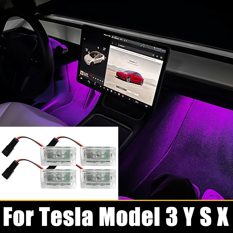 

For Tesla Model 3 X S Y 2017 2018 2019 2020 2021 2022 2023 2024 LED Car Footwell Lamp Atmosphere Lights Interior Accessories