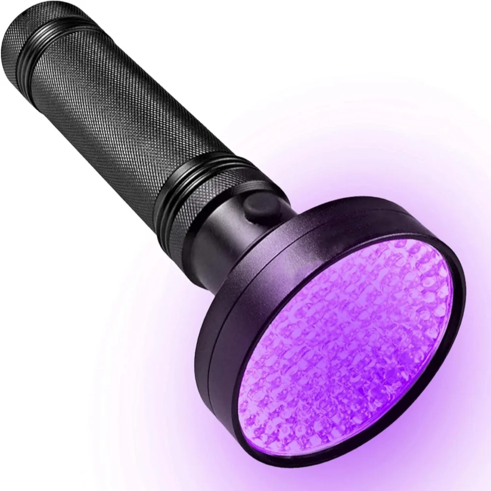 100 LED 395nm Black Light UV Flashlight Portable UV Light Black Light Pet Urine Detection Powerful Ultraviolet Flash Lights Lamp