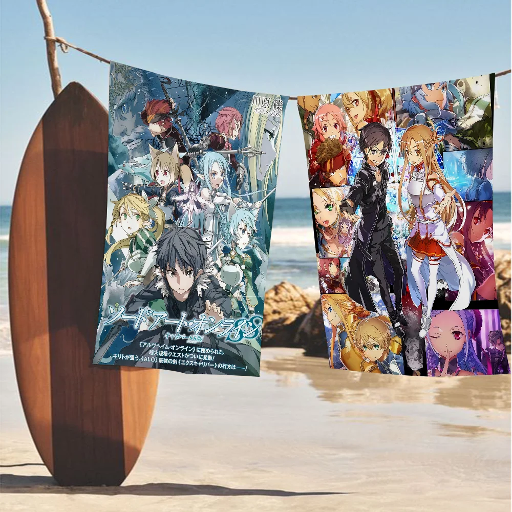 

Anime Sword Art Online Kirito Asuna Big Microfiber Beach Towels Quick Dry Towel Sand Beach Towels Pool Towel