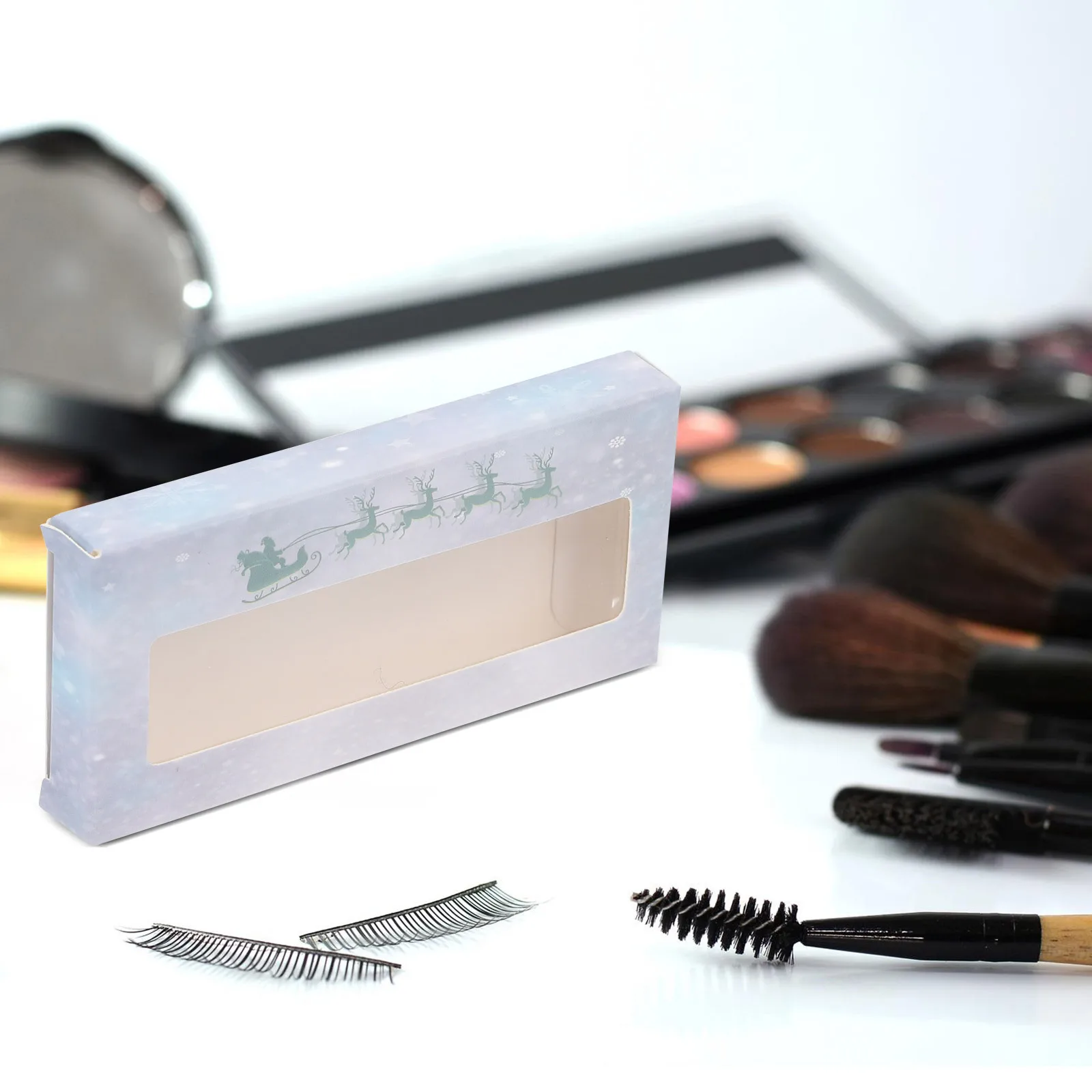 กล่องใส่ขนตาปลอมธีมคริสต์มาส 25 ชิ้น กล่องกระดาษพรีเมียม ดีไซน์น่ารัก พกพาสะดวก กล่องเก็บขนตาปลอมสำหรับเทศกาลคริสต์มาส