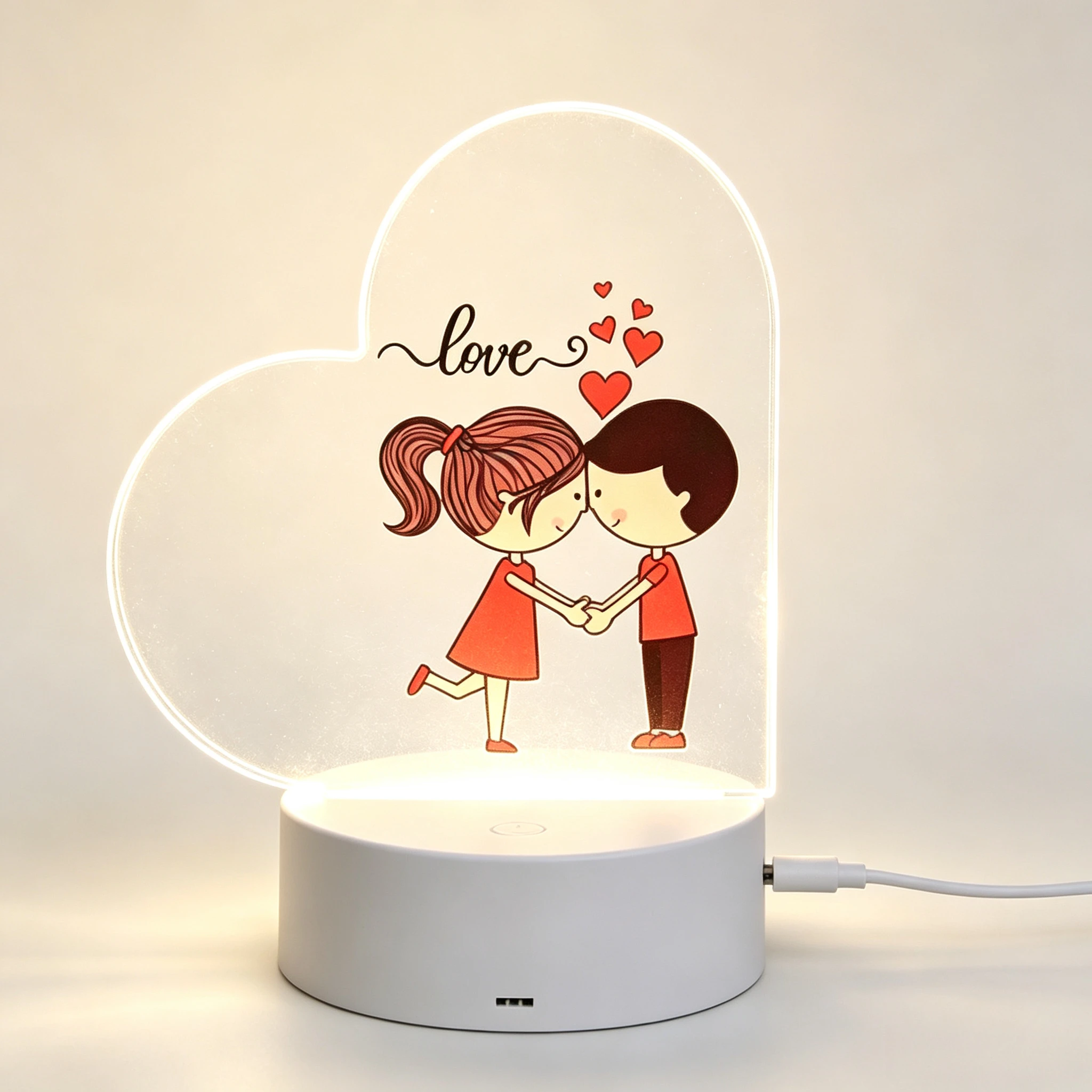 Cute Holding Hands Lovers Acrylic LED USB Touch Bedside Atmosphere Lamp
