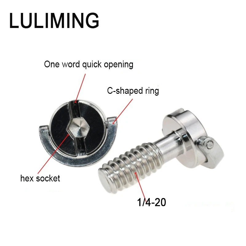 

1/4 3/8 Inch Camera Screw Quick Release Stainless Steel Hexagonal Tripod Base Quarter Photography Quick Release Plate Screw