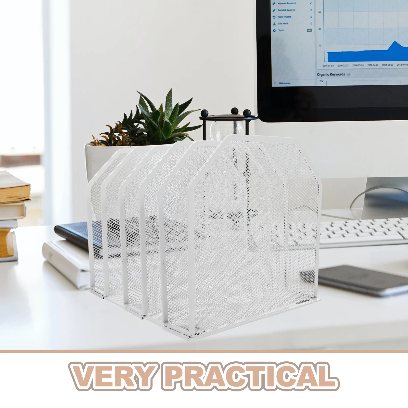 Metal Desktop Organizer 5-Section Detachable File Holder Vertical Document Storage For Office Home Workspace Upright File