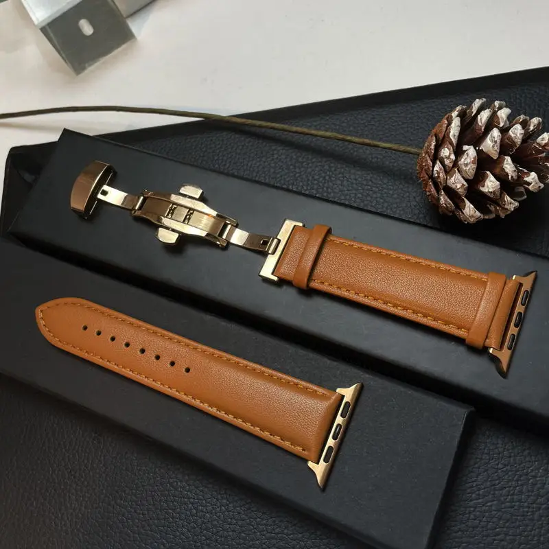 Genuine Leather For Apple watch band 45mm 41mm 44mm 40mm 42mm 38mm 49mm correa bracelet iwatch series 7 5 SE 6 8 9 ultra 2 strap