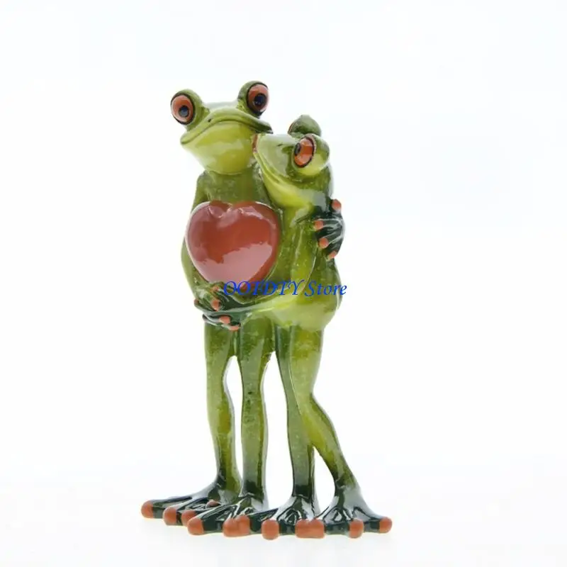 367A Wedding Themed Resin Bride Groom Frogs Couple Ornament for Outdoor Garden Decors
