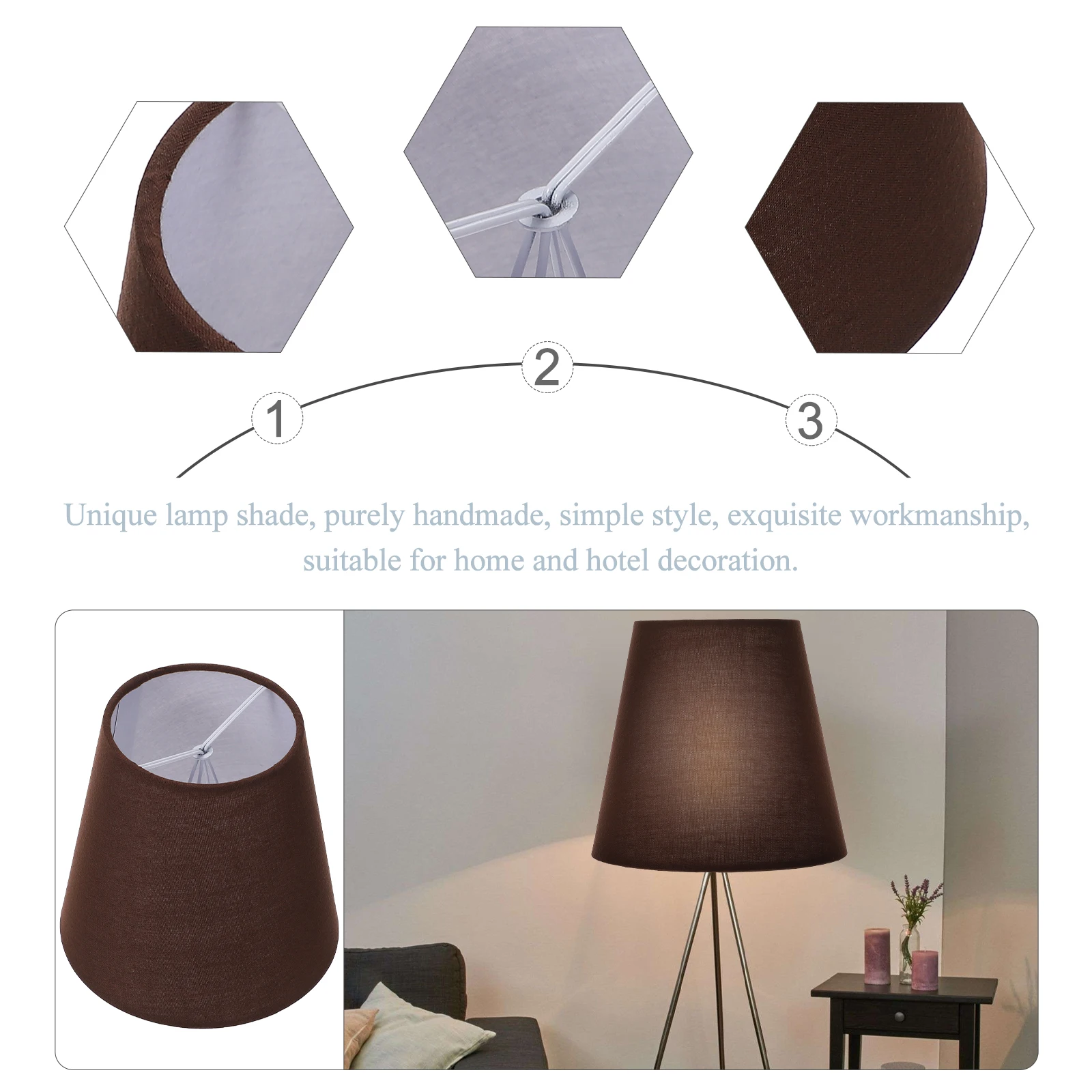 

Cloth Lamp Shades Durable Coffee Colored Lamp Covers Handmade Simple Style For Table Accent Vintage Lamps Living Room