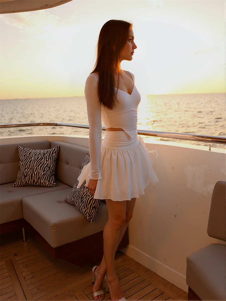 

Однотонные мини-юбки с гофрировкой, женские атласные многоярусные тюлевые юбки с рюшами на талии в стиле бохо, каваи, шикарные весенние легкие лоскутные уникальные аппликации