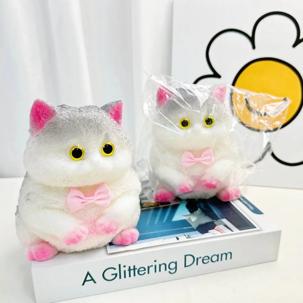 Muñeco de gato grande de dibujos animados, juguete para apretar, arco, campana para gato, juguete para apretar en forma de gato, Animal, muñeca Artificial colorida, juguete para apretar, Mini adornos