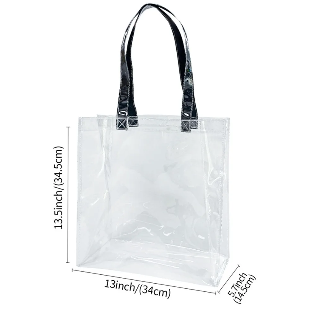 Transparent PVC Waterproof Tote Bag Reusable Clothing Eco Bag Fashion Portable Casual Women\'s Travel Shopping Bag Thick Handbag