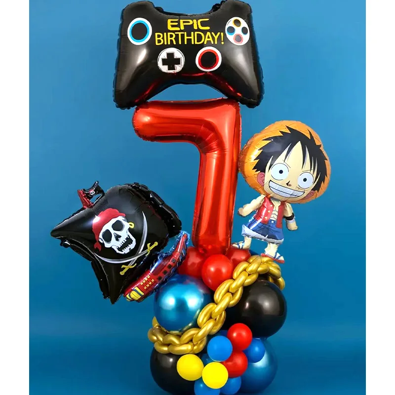 One Piece Geburtstagsballons Set Anime Luffy Chopper Folien- und Latexballons Kinder Piraten-Thema Geburtstagsparty Dekorationen Zubehör