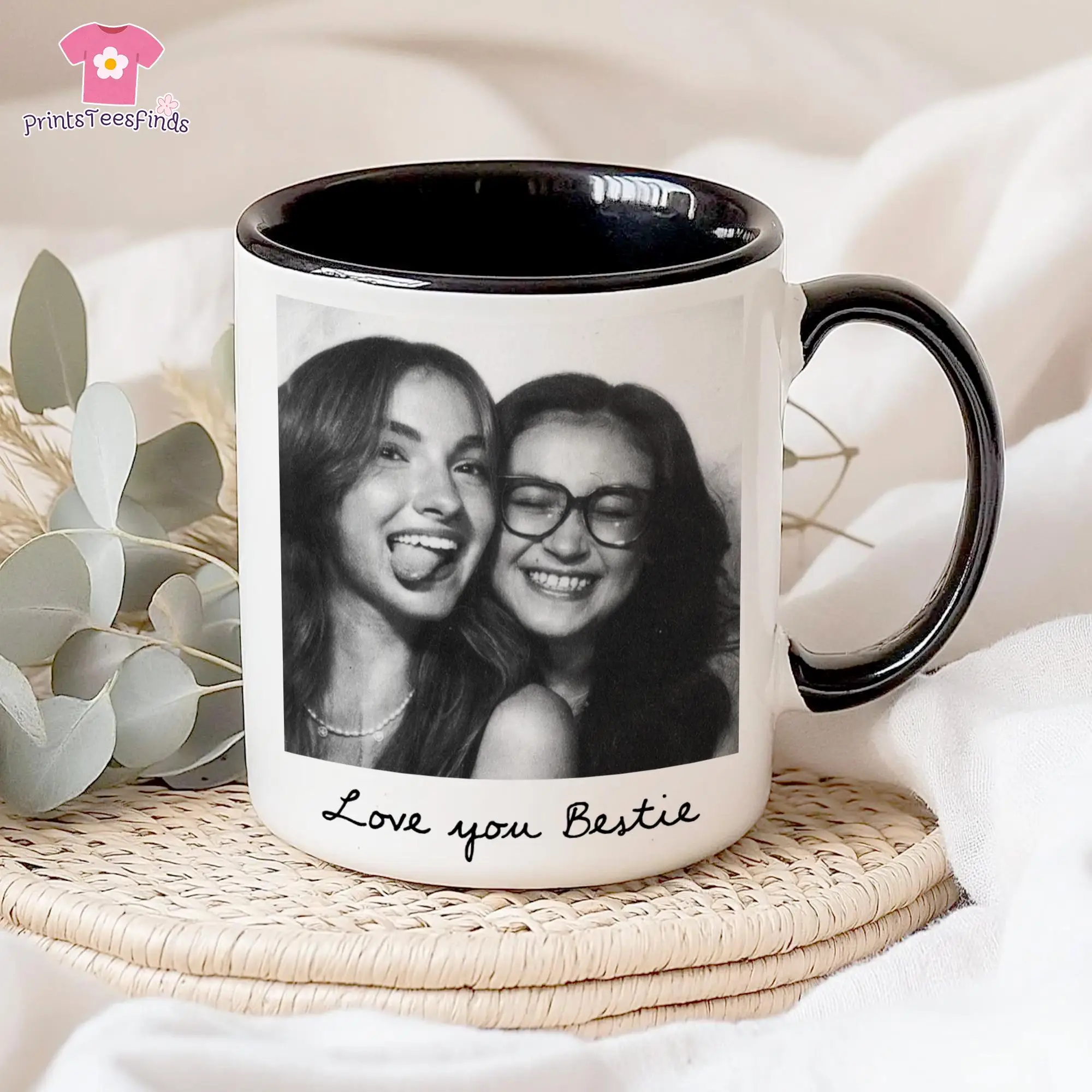 Personalisierte Tasse mit Foto für beste Freunde, personalisiertes Geburtstagsgeschenk für BFF, individuelle Tasse mit Foto als Freundschaftsgeschenk, Tasse für beste Freunde – Detail 4