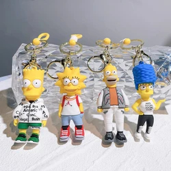 Cartoon The Simpson Keychain Kawaii Figure Toys Model Silicone Pendant Keyring Car Backpack Key Holder Jewelry Accessories Gifts