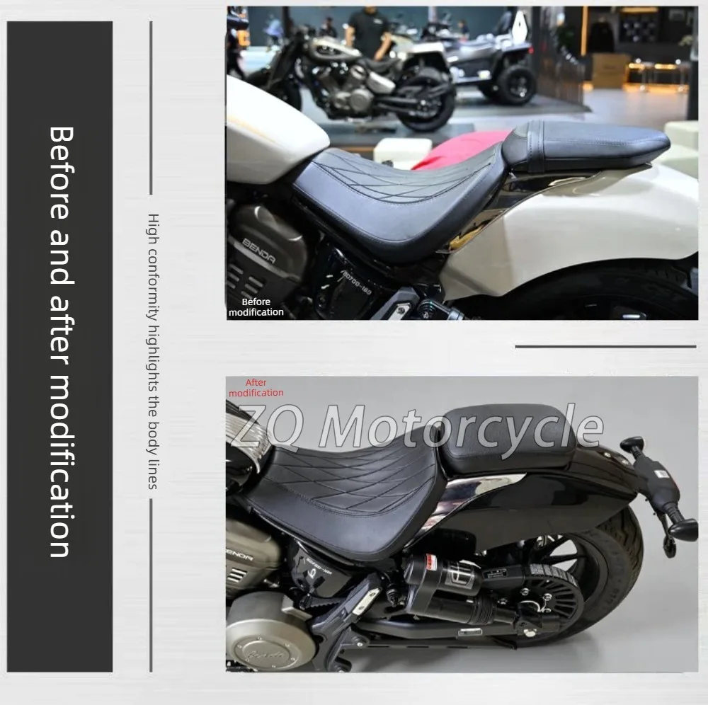 Motorcycle Rear Seat Kit for Benda Rock 707, Solo Pillion Quick Switch Single Double Seat, Retro Cruiser Short Tail Modification