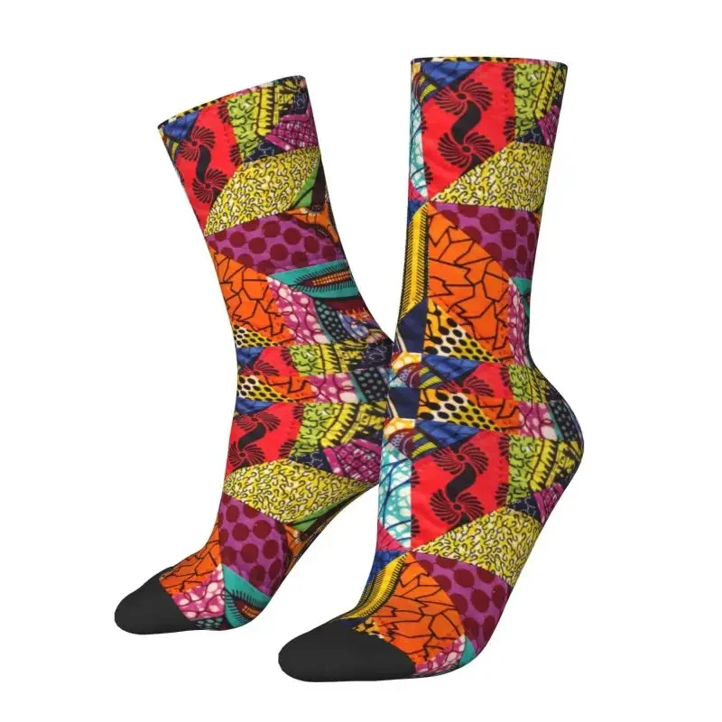 

Colorful African Ankara Prints Dress Socks Mens Womens Breathable Fashion Africa Tribal Geometric Art Crew Socks