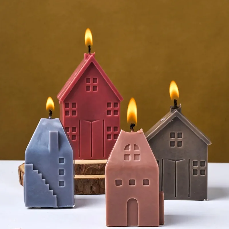 

3D House Silicone Candle Mold DIY Handmade Window Houses Aroma Soap Molds Plaster Resin Casting Mould Home Decor Craft Gifts