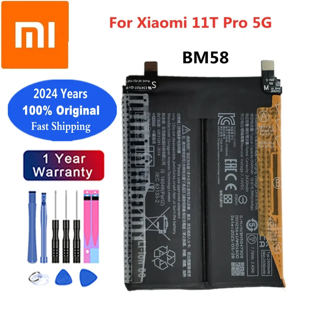Batería Original Xiao mi para Xiaomi 11T Pro, 5G, 11TPro, BM58, 2024 mAh, en Stock, 5000 años