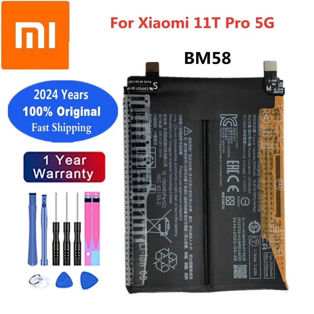 2024 Jaar Xiao Mi Originele Batterij Voor Xiaomi 11T Pro 5G 11Tpro Bm58 Telefoonbatterij 5000Mah Vervangende Batterijen Op Voorraad